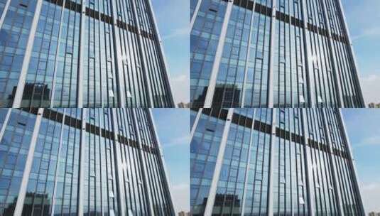 现代玻璃幕墙办公大楼航拍高清在线视频素材下载
