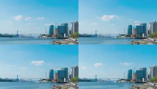 厦门邮轮中心海沧大桥高清在线视频素材下载