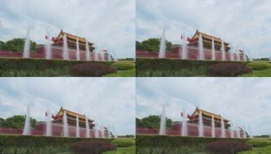 天安门城楼喷泉繁荣昌盛的景象高清在线视频素材下载