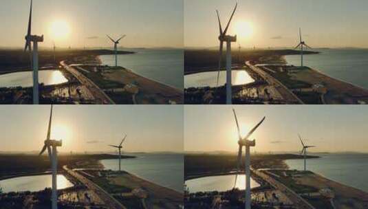 碳中和风力发电风电场航拍高清在线视频素材下载