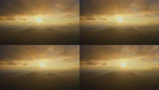 朝阳下金色的腾冲火山群高清在线视频素材下载