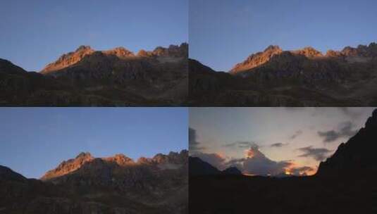 夕阳落日日照金山唯美景色高清在线视频素材下载