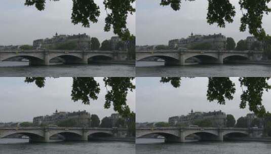 塞纳河上的巴黎大桥高清在线视频素材下载