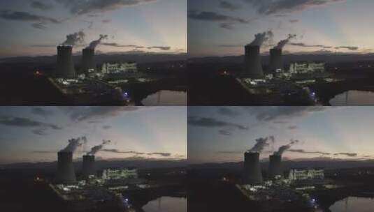 4k夕阳下的火电厂01御2pro D-log高清在线视频素材下载