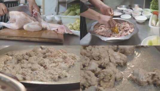 淮滨特色美食面炕鸡制作过程高清在线视频素材下载