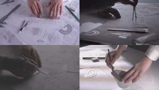 工业绘图设计画图建筑图纸高清在线视频素材下载