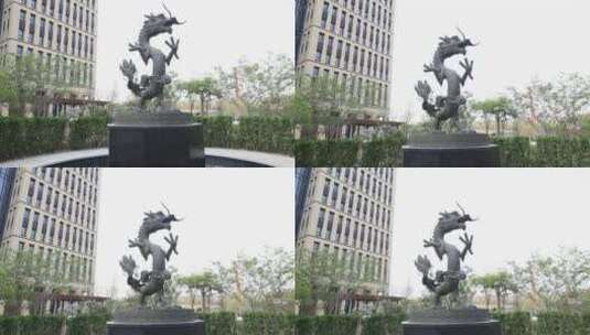 中国青铜龙雕塑高清在线视频素材下载