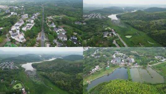 航拍南京乡村建设绿水青山高清在线视频素材下载