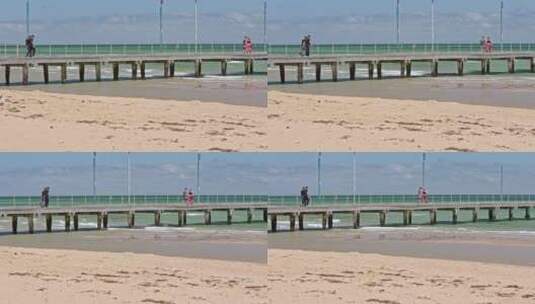 澳大利亚墨尔本海边木栈道垂钓码头高清在线视频素材下载
