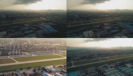 小机场跑道航拍高清在线视频素材下载