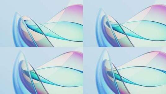 多层透明渐变曲面彩色玻璃背景3D渲染高清在线视频素材下载