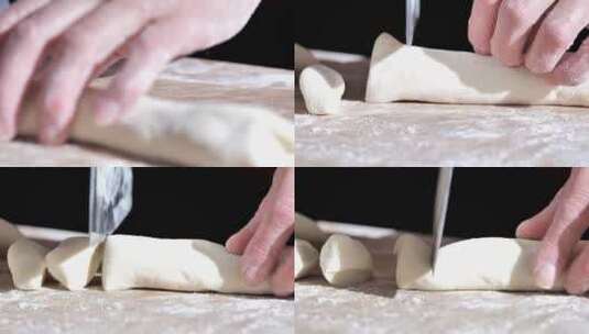 春节包饺子切面段高清在线视频素材下载