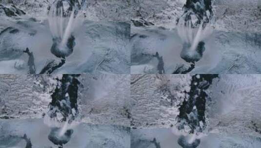 4K冰雪融化瀑布全球变暖温室效应环境污染高清在线视频素材下载