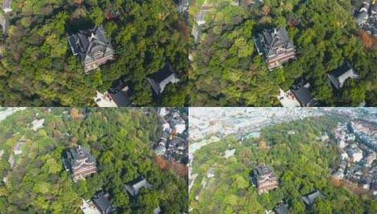 浙江省杭州市城隍阁景区航拍高清在线视频素材下载