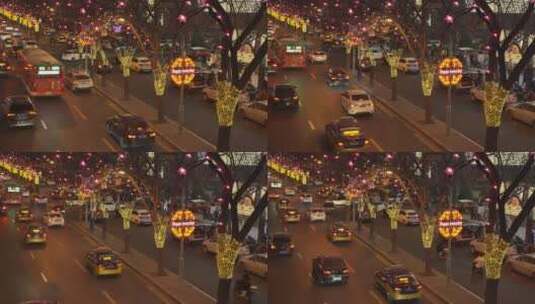 节日气氛城市街道红灯笼高清在线视频素材下载