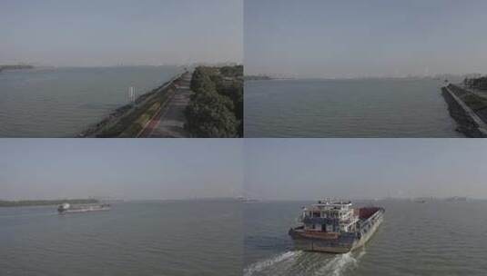 东莞广州海鸥岛海边风景轮船航行大海风光高清在线视频素材下载