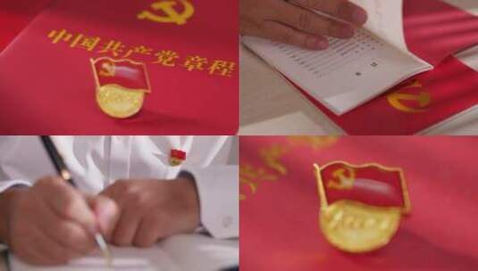 党徽党章党员学习中国共产党章程4k视频高清在线视频素材下载