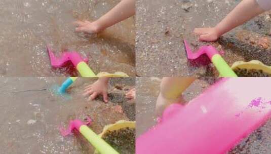 玩泥沙的小孩子高清在线视频素材下载