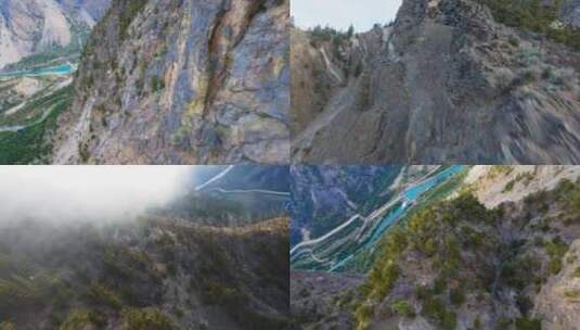 穿越机山脉森林飞越山谷航拍高清在线视频素材下载