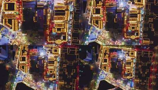 中国辽宁沈阳老北市夜景航拍高清在线视频素材下载