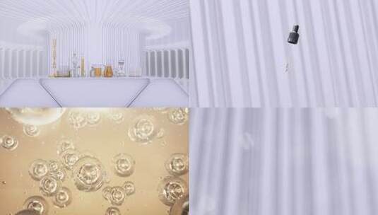 金色化妆品广告实验室 3D动画视频素材高清在线视频素材下载
