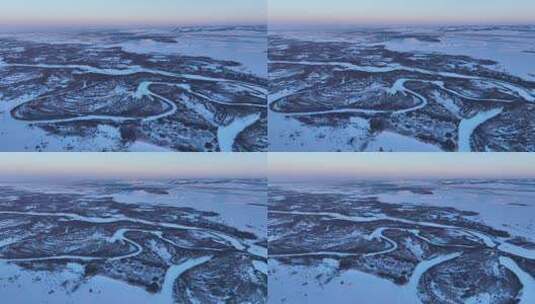 航拍冰雪覆盖的雪原冰河高清在线视频素材下载