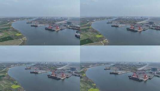 码头 海港 物流 水运 内陆港 货船高清在线视频素材下载