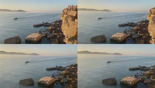 山东烟台大黑山岛，龙爪山海上日出景色绝伦高清在线视频素材下载
