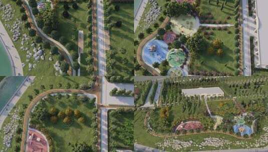 三维公园鸟瞰  城市花园  湿地公园高清在线视频素材下载