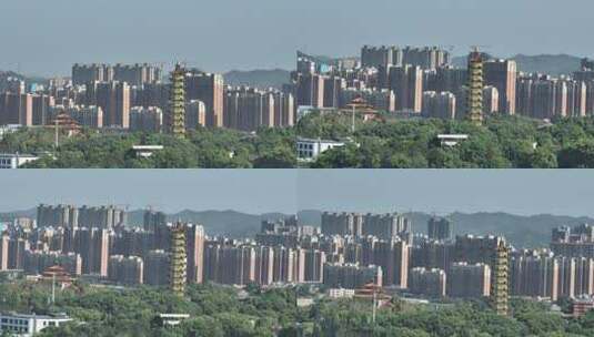航拍鄂州城市高楼成片成排高档小区城市空镜高清在线视频素材下载
