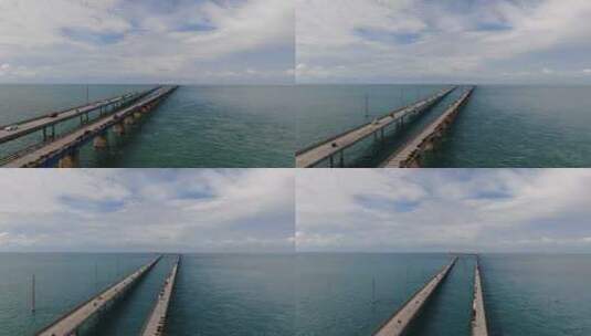 美国佛罗里达群岛基韦斯特七英里桥的鸟瞰图高清在线视频素材下载