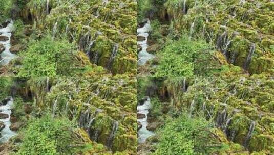 航拍云南香格里拉普达措国家公园彩虹瀑布高清在线视频素材下载