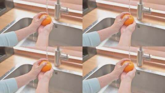 冲洗橘子高清在线视频素材下载