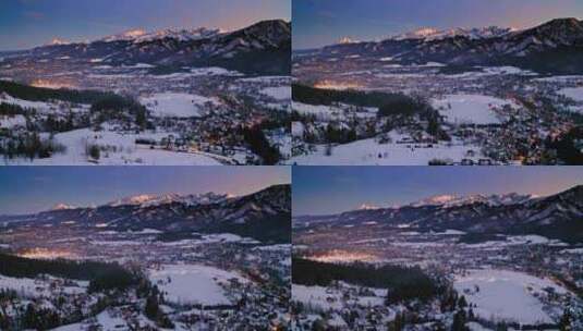 白雪皑皑的村庄高清在线视频素材下载
