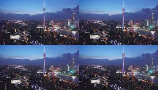 广州夜景航拍-广州塔高清在线视频素材下载