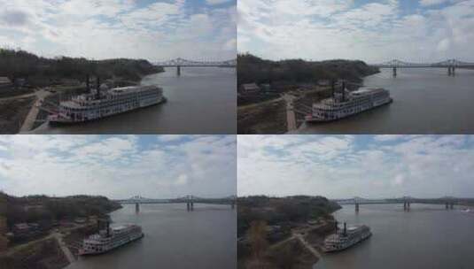 皇后号游轮在密西西比河上高清在线视频素材下载