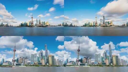 上海外滩陆家嘴金融城市日景蓝天白云8k延时高清在线视频素材下载