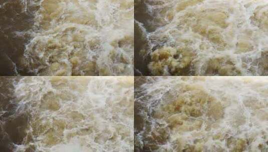 俯拍汹涌洪流洪水流水高清在线视频素材下载