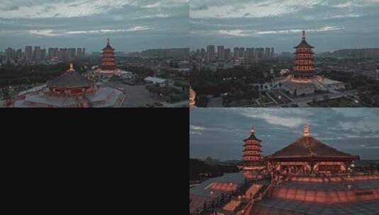 航拍隋唐洛阳城夜景高清在线视频素材下载