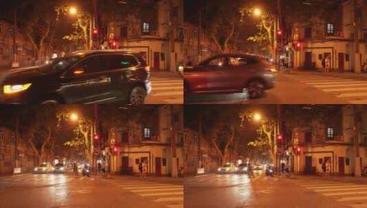 上海浦西马路街景夜景高清在线视频素材下载