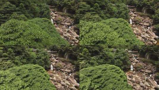 4K航拍杭州天目大峡谷瀑布流水高清在线视频素材下载