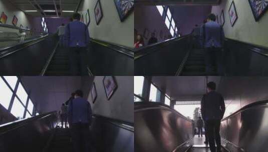 地拍武汉地铁乘坐电梯高清在线视频素材下载
