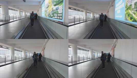 机场水平电梯 人行平行扶梯高清在线视频素材下载