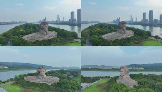 长沙橘子洲头航拍湘江橘子洲景区长沙地标高清在线视频素材下载