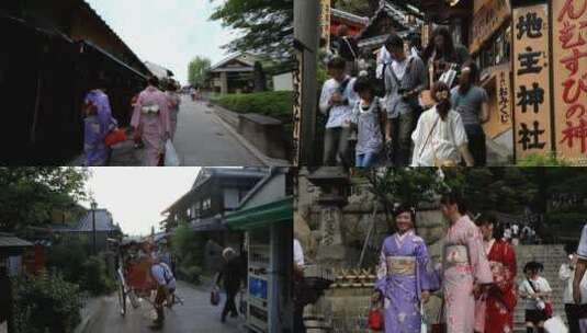 日本街景穿和服的女人高清在线视频素材下载
