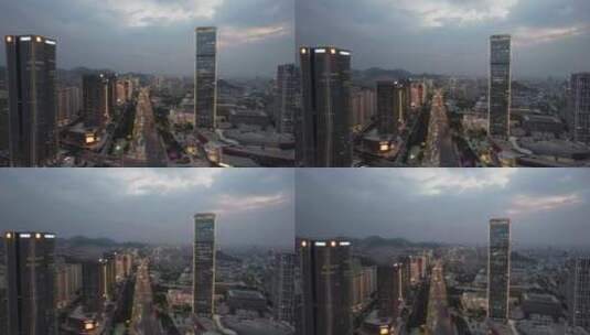 济南城市夜幕降临夜景灯光航拍高清在线视频素材下载