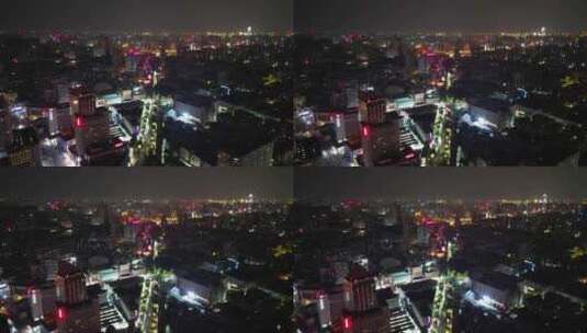 河南郑州夜景城市建设航拍高清在线视频素材下载