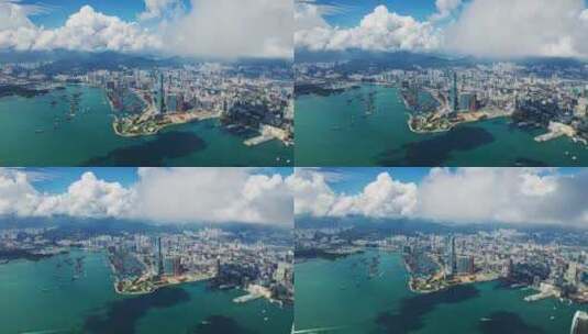 4K航拍香港中环维港太平山繁华高楼群宣传片高清在线视频素材下载
