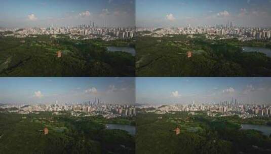 麓湖视角广州城市远景高清在线视频素材下载