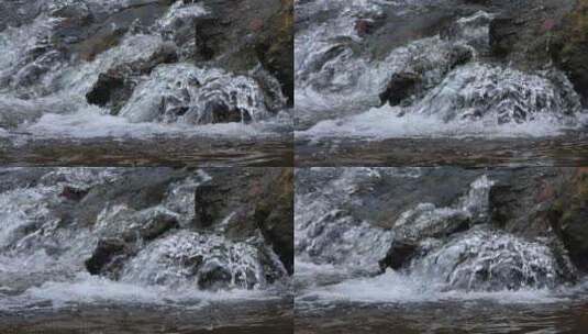 大山里的小溪河流石头水花唯美生态慢镜头高清在线视频素材下载